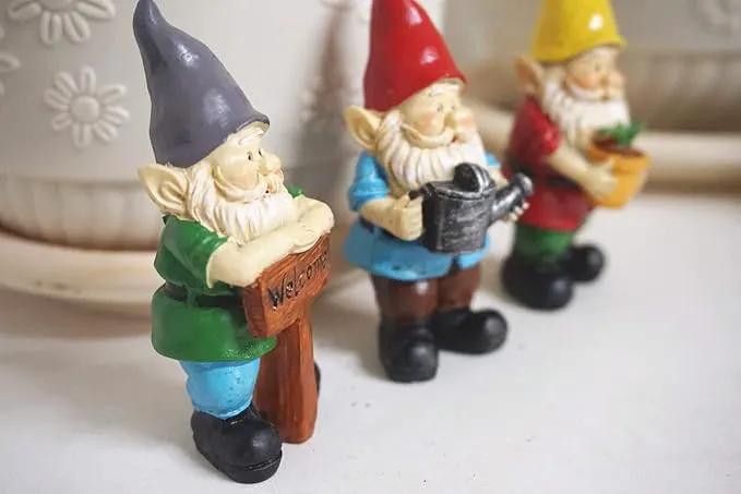 MUAMAX Miniature Gnome Figurines Fairy Gardens Gnomes Accessories Gift for Garden Little Gnomes Small Gnome 3'' by GreenHaven Gardens