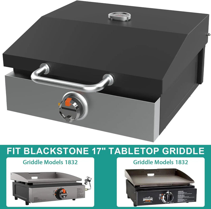 Griddle Lid for Blackstone 17 Inch Adventure Ready 1832 Tabletop Griddle, 1650 Flat Top Grill Station, Hinged Lid Hard Cover with Carry bag and Cover for Blackstone Flat Top Grill by GreenHaven Gardens
