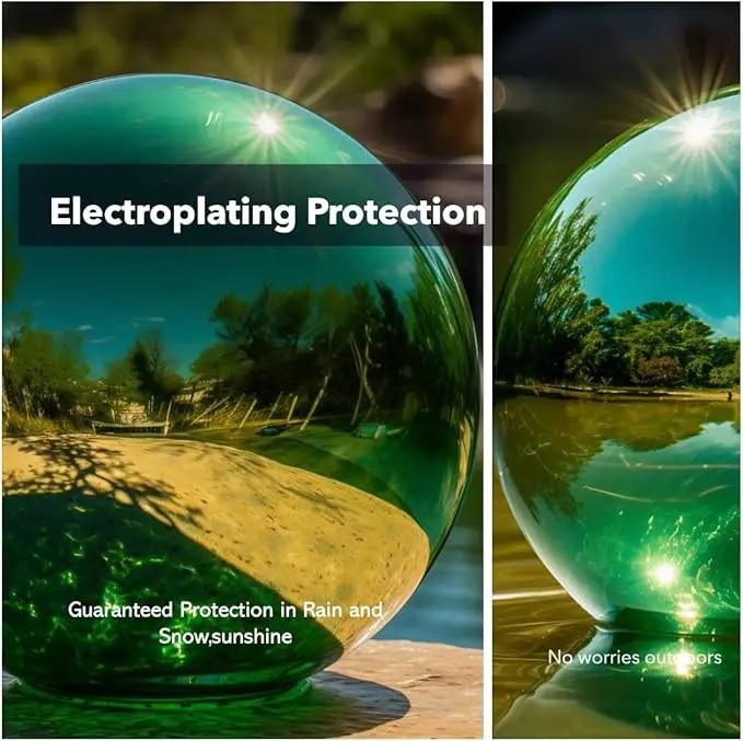 10 Inch Stainless Steel Gazing Globe,v2croft Hollow Ball Mirrored Surface Polished Shiny Sphere,Garden Stainless Steel Gazing Ball for Outdoor Lawn Pond Yard Ornament(Green) by GreenHaven Gardens