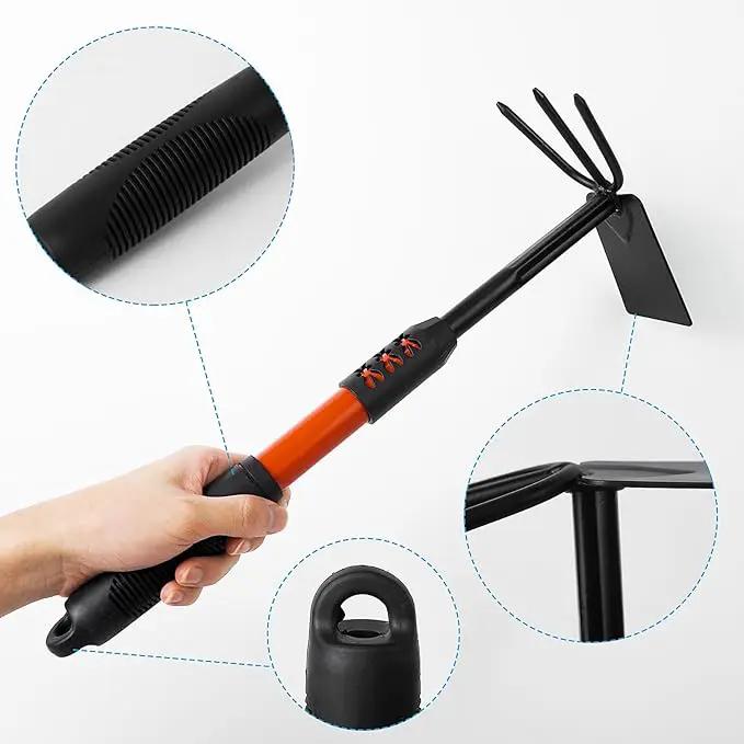 Luwint Gardening Tools Kit, Pack of 4 Garden Tool Set with Non-Slip Handle, Sturdy Classic Utility Tool Heavy Duty Steel Garden Tools with Long Ergonomic Handle for Maintaining Lawn Garden Vege by GreenHaven Gardens