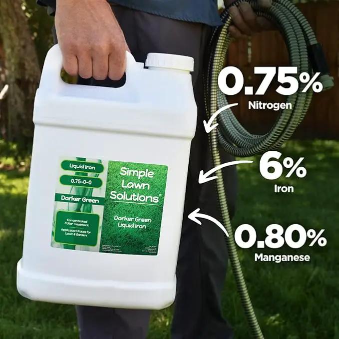 Simple Lawn Solutions - Liquid Iron Darker Green - Chelated Micronutrients - Concentrated Booster for Lawn, Indoor Plants and Outdoor Garden (2.5 Gallon) by GreenHaven Gardens