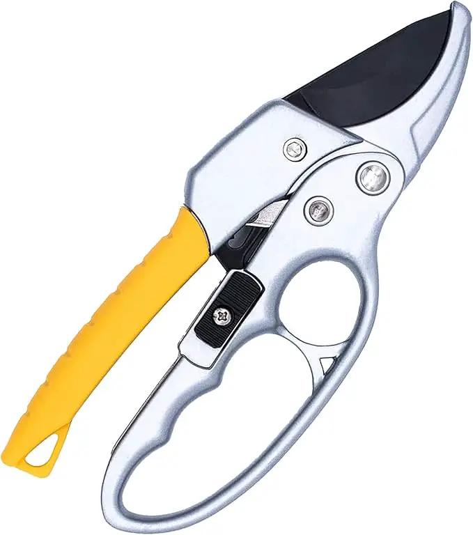 BUGUI 8" Ratchet Pruning Shears, 5 Times Cutting Power Than Normal Garden Scissors, Labor-Saving Design for Arthritis Weak Hands by GreenHaven Gardens