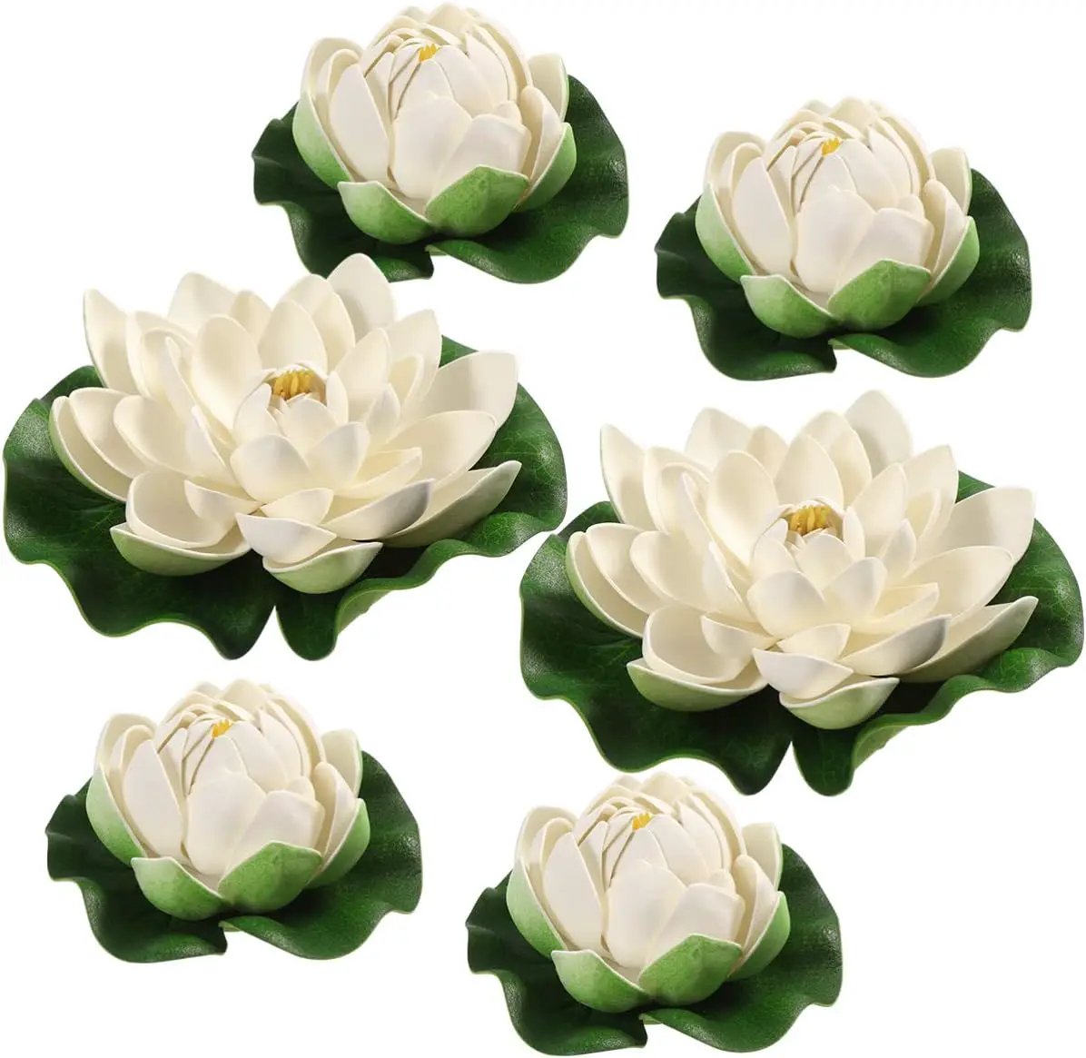 Healifty Artificial Floating Foam Lotus, Simulation Water Plants Ornament Lily Pad for Patio Pond Pool Aquarium Decor 6pcs by GreenHaven Gardens