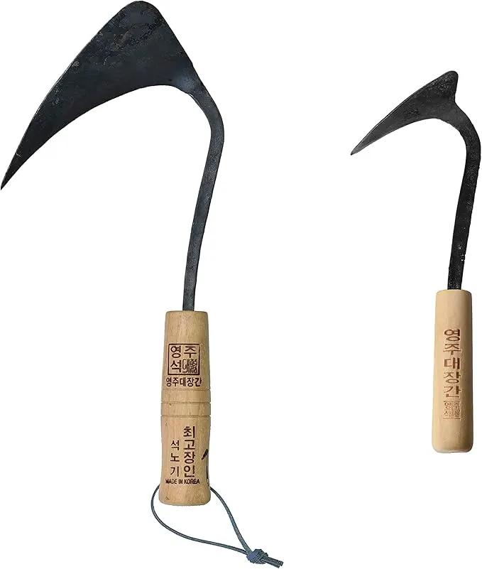 Original Hand Hoe with Hanging Loop & Mini Homi Made by Korean Master Blacksmith Seok NOH-KI (Standard Plus Mini) by GreenHaven Gardens