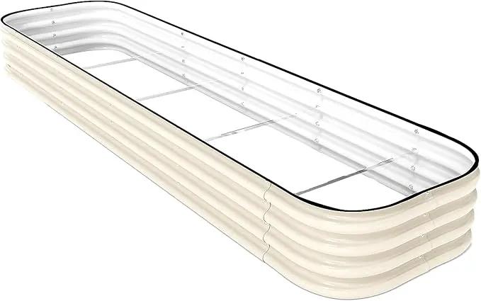DaisyVibe Raised Garden Bed Kit, Planter Raised Garden Boxes Outdoor, Oval Large Metal Raised Garden Beds for Vegetables Flowers (White, 8ftx2ftx1ft) by GreenHaven Gardens
