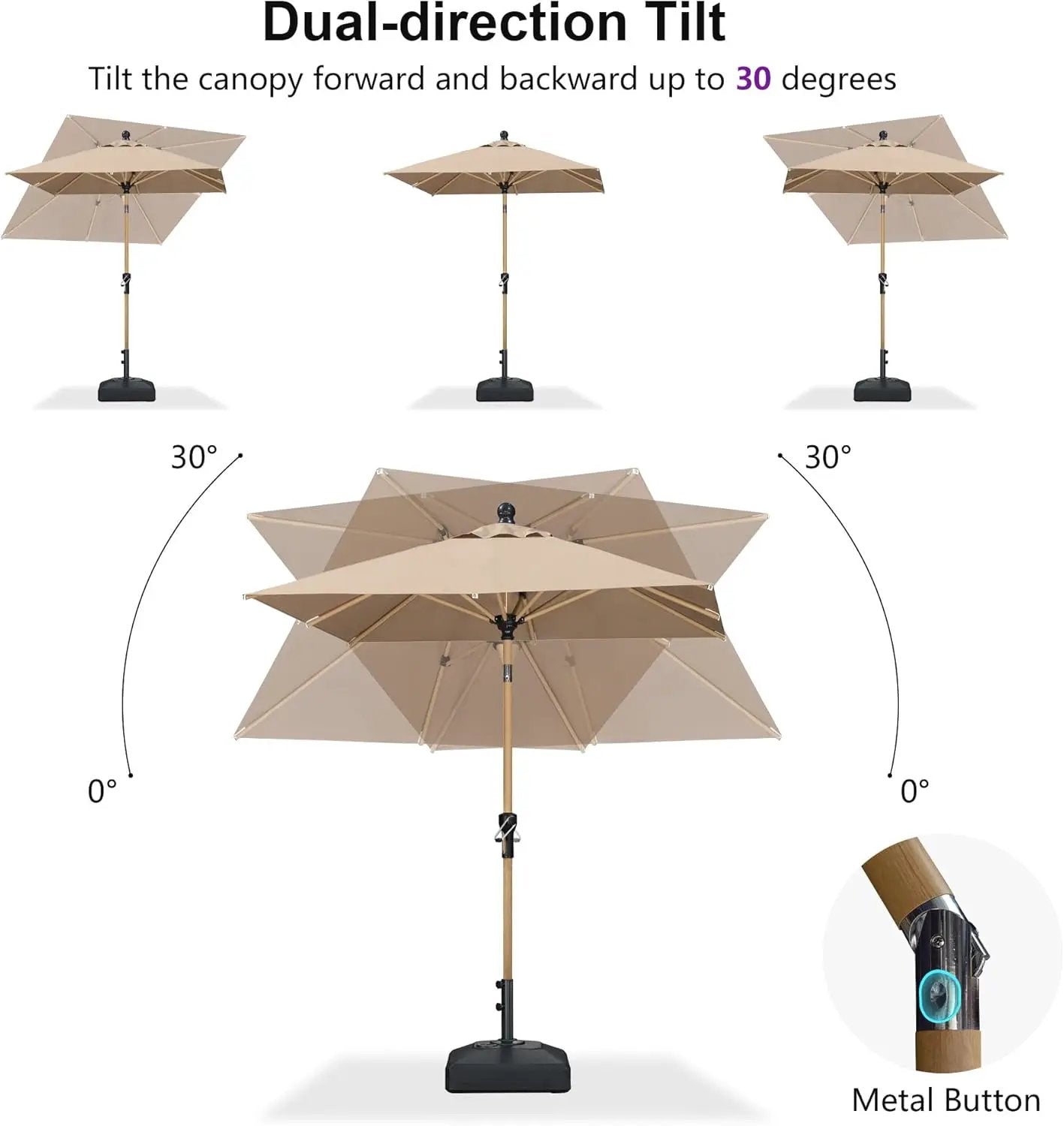 PURPLE LEAF 6' x 6' Square Outdoor Umbrella with Base Outdoor Table Umbrella Aluminum Patio Umbrella with Push Button Tilt & Crank and 8 Ribs Market Umbrella for Pool Backyard Beach, Taupe by GreenHaven Gardens