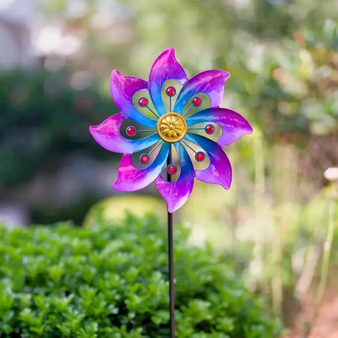 DREAMYSOUL Wind Spinners Outdoor, 9.6" Dia*40" H Metal Garden Pinwheels, Kinetic Wind Spinners for Yard and Garden Lawn Art Decor (Purple) by GreenHaven Gardens
