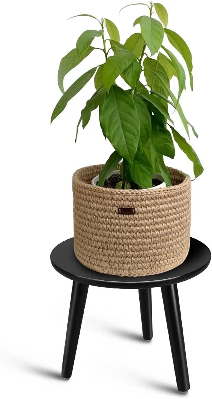 Indoor Plant Stand - Uneedem Wood Mid Century Plant Stand for Indoor Plants, Modern Plant Table, 8.9" Tall Plant Holder for Flower Pots, Small Round Side Table, End Table by GreenHaven Gardens