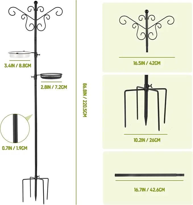 MIXXIDEA Bird Feeding Station Bird Feeder Pole with 5-Prong Base Hanging Hooks Water Bath Mesh Tray Wind-Resistant Water Bowl with Metal Snap Fastening for Outdoors to Attract Wild Birds by GreenHaven Gardens