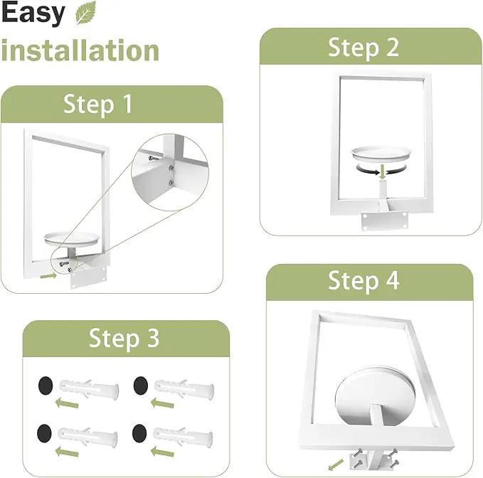 Picture Frame Plant Holder, Wall Mount Plants shelf Indoor Outdoor, Metal Hanging Planters Stand Decor, Window Planter Hanger Shelves, Modern Floating Ornament Rack Art for Home & Garden((White 2pc)) by GreenHaven Gardens