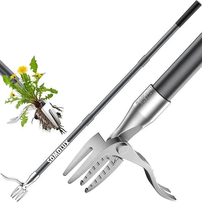 SOMOLUX 52'' Weed Puller Tool Stand-up Weeder with Metal Long Handle/Stainless Steel Claw, Gardening Manual Tool Weed Gripper/Picker/Remover No Bending/Kneeling to Remove Dandelion Form Lawn Patio by GreenHaven Gardens