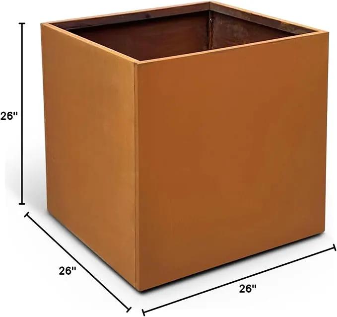 Corten Steel Planter Box Metal Square Planters Steel Large Planter Outdoor Tall Plant Durable Antique Detached for Commercial Residential Patio Deck and Backyard 26 Inch by GreenHaven Gardens