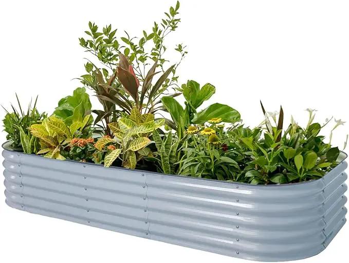 Vego garden Raised Garden Bed Kit, 17" Tall 10 in 1 Modular, Metal Planter Box for Vegetables, Flowers, Herbs, Sky Blue by GreenHaven Gardens