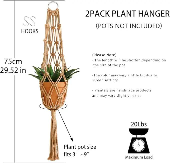 Artilady Hanging Planter for Indoor Plants Macrame Plant Hanger Large Hanging Plant Holder Brown Plants Basket White Rope Boho Original Wall Decor by GreenHaven Gardens