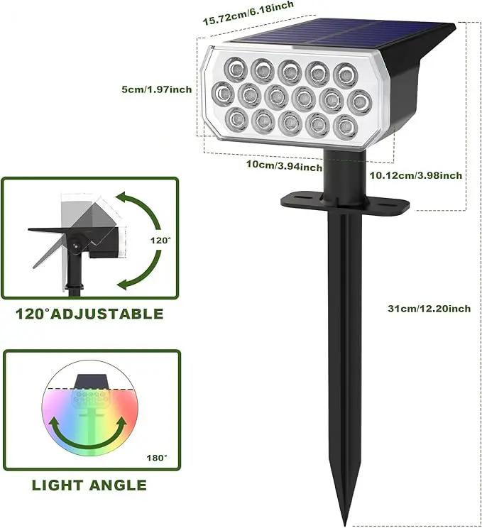 Solar Lights Outdoor Waterproof IP65, 8 Lighting Modes Multicolor Solar Spot Lights Outdoor, Landscape Spotlights for Garden Yard, 2 Pack RGB by GreenHaven Gardens