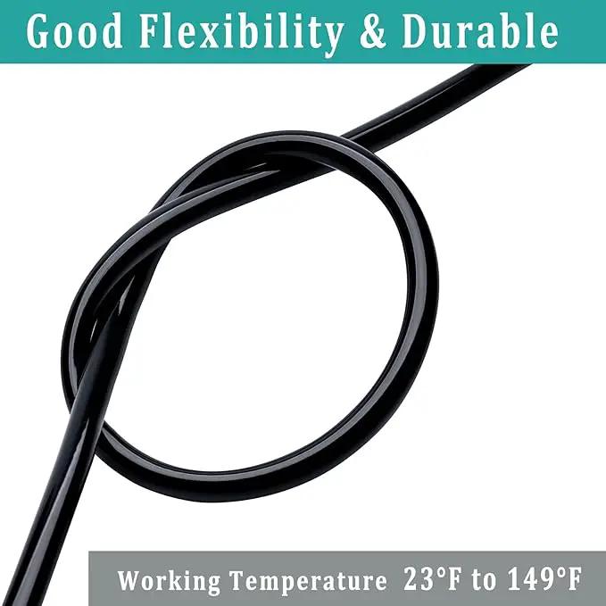 5/8" id - 10ft Black Vinyl Tubing Flexible PVC Tube Hybrid Hose Transfer Water Fuel Gas for Pond Fountain Garden Waterfall, Durable and Safe, with 2 Hose Clamps by GreenHaven Gardens
