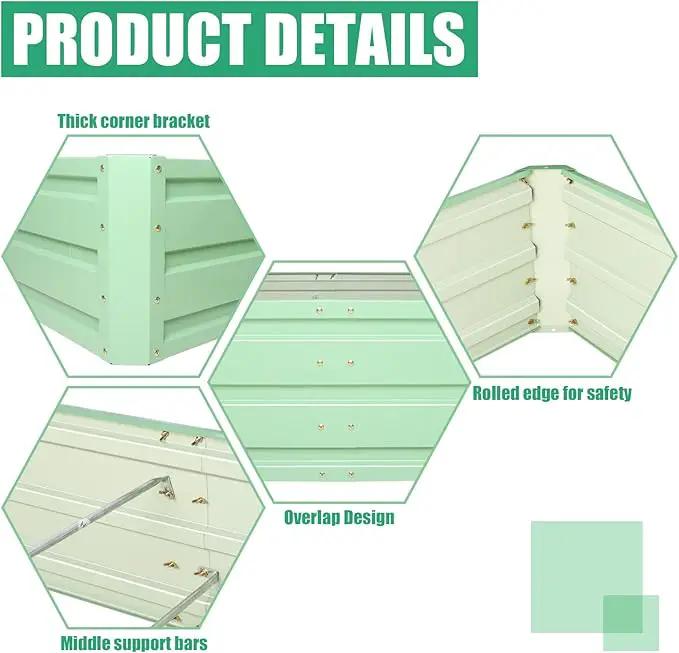 SnugNiture Galvanized Raised Garden Bed 8x4x1FT Outdoor Large Metal Planter Box Steel Kit for Planting Vegetables, Flowers by GreenHaven Gardens
