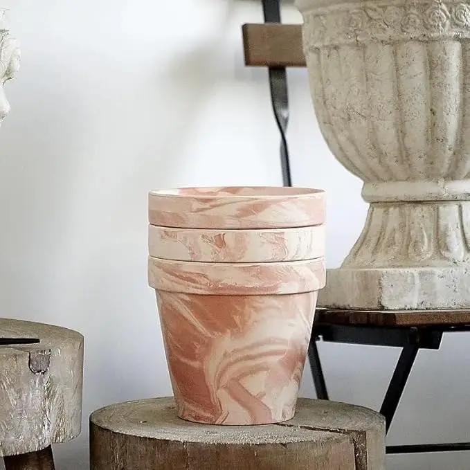 Random Mood Macchiato Terracotta Plant Pots – Handmade 6-Inch Clay Ceramic Flower Pots with Drainage Holes, Set of 3 – Ideal for Indoor & Outdoor Orchids by GreenHaven Gardens