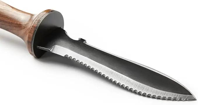 Hori Hori Garden Knife, Traditional Japanese Weeding Tool with ergonomic wooden handle. Large 7'inch blade with case. (Standard blade) by GreenHaven Gardens