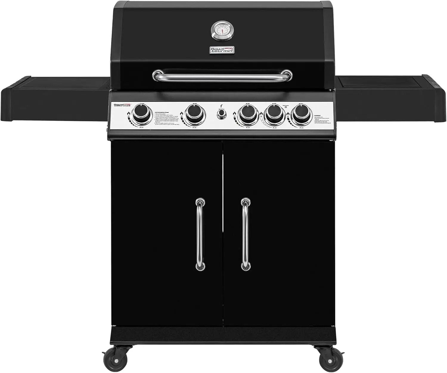 Royal Gourmet SG5003H 4 Burner Propane Gas Grill with Side Burner & Warming Rack, Cabinet Style Gas Grill with 49,000 BTUs Output for Outdoor Patio Garden Backyard Cooking, Black by GreenHaven Gardens