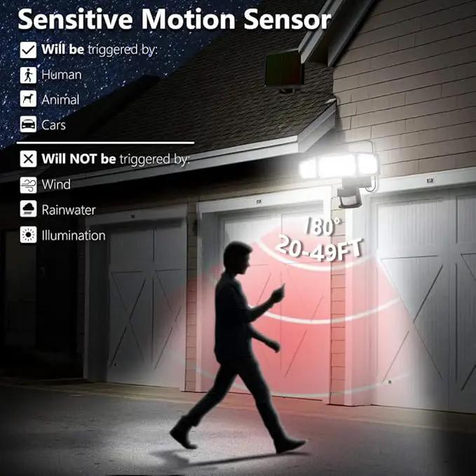 AmeriTop Solar Lights Outdoor, Super Bright 1600LM LED 6000K Solar Motion Sensor Lights with Wide Angle Illumination; 3 Adjustable Heads, IP65 Waterproof Outdoor Security Lighting (Black) by GreenHaven Gardens