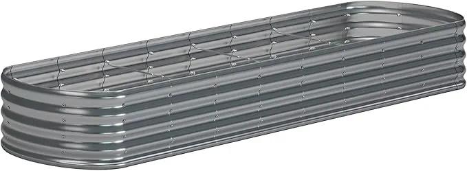 zizin Galvanized Raised Garden Bed Metal Oval Raised Garden Beds Outdoor Planter Box for Vegetables (12x2x1.3FT, Silver) by GreenHaven Gardens