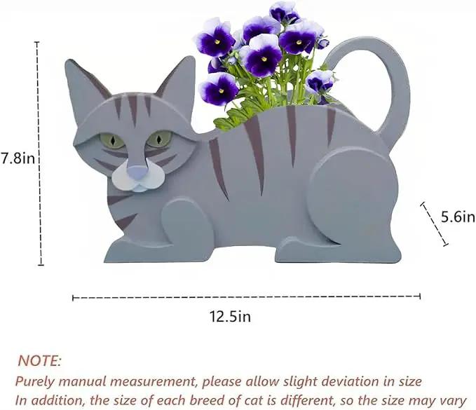 Blue Cat Planter Plant Pots,Cute Garden Cat Flower Planter,Cat Planters Birthday Gifts for Women,Office,Indoor/Outdoor Decor（12.5 * 5.6 * 7.8in） by GreenHaven Gardens