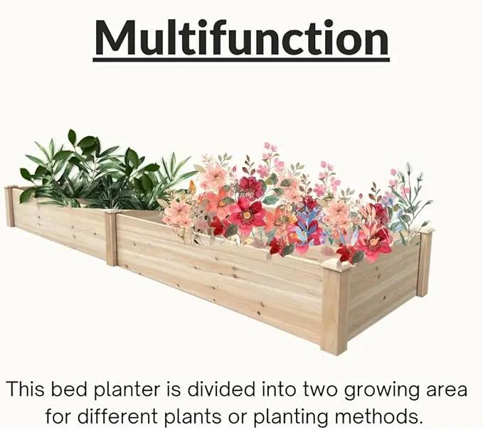 BTExpert 8ft x 2ft Horticulture Raised Garden Beds Elevated Planting Divisible Large Wooden Planter Box Kit Stand for Vegetable Herbs Flower Backyard Patio Balcony Bed Liner Outdoor Clear Natural Wood by GreenHaven Gardens