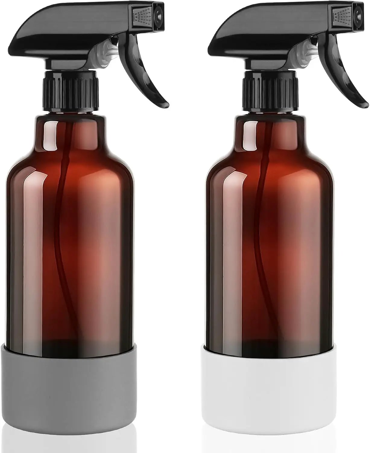 Glass Spray Bottles with Silicone Sleeve 16.9oz 2 Pack Empty Spray Bottle for Hair Mist/Stream Spraying for Cleaning Solutions, Plants, Essential Oils (Brown-grey&white) by GreenHaven Gardens