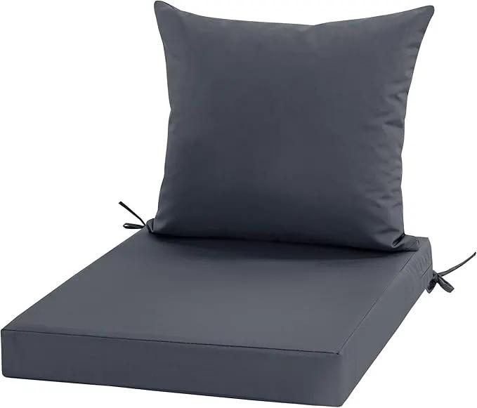 24x24 Inch Outdoor Cushions for Patio Furniture, Waterproof Outdoor Chair Cushions w/Fade-Resistant, Removable & Machine-Washable Covers, Deep Seat Sofa/Couch Pads Replacement, Dark Grey by GreenHaven Gardens