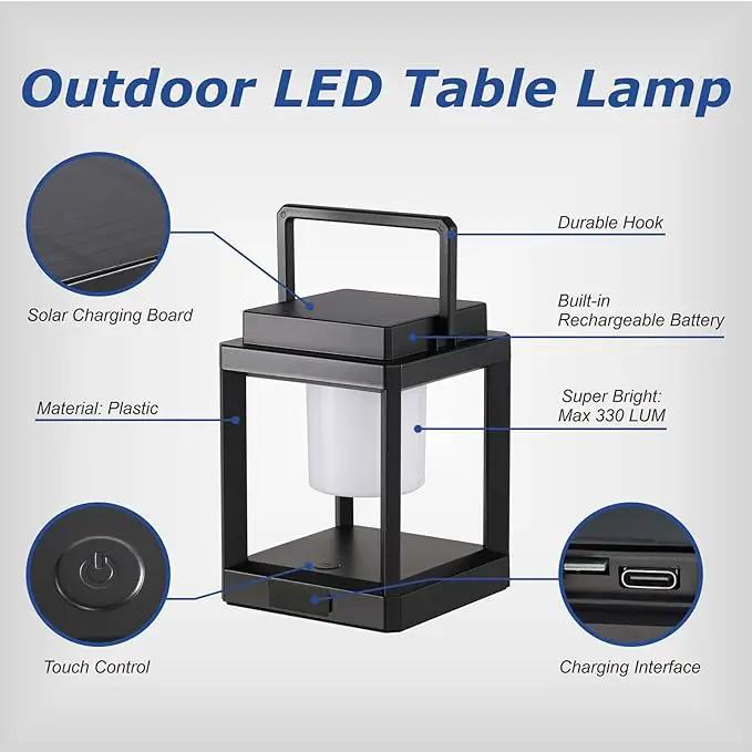 Solar Lantern Outdoor Table Lamp: Portable Hanging LED Lights - Waterproof Decorative Lights for Patio Camping by GreenHaven Gardens