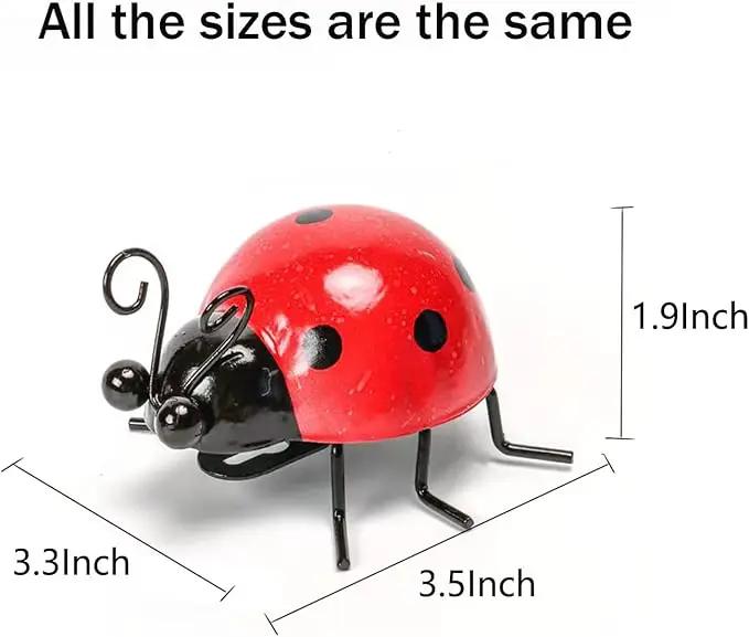 Metal Garden Decor for Outside Cute Ladybugs Yard Art Lawn Ornaments Wall Sculptures & Statues Outdoor Fence Decorations for Patio - Set of 4 by GreenHaven Gardens