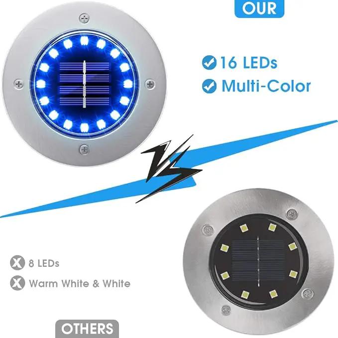 NFESOLAR Solar Outdoor Lights with 16 LEDs, Blue Color Bright Solar Ground Lights Outdoor, Waterproof Solar Pathway Lights for Pathway Garden Yard Lawn Walkway Driveway (8 Pack) by GreenHaven Gardens