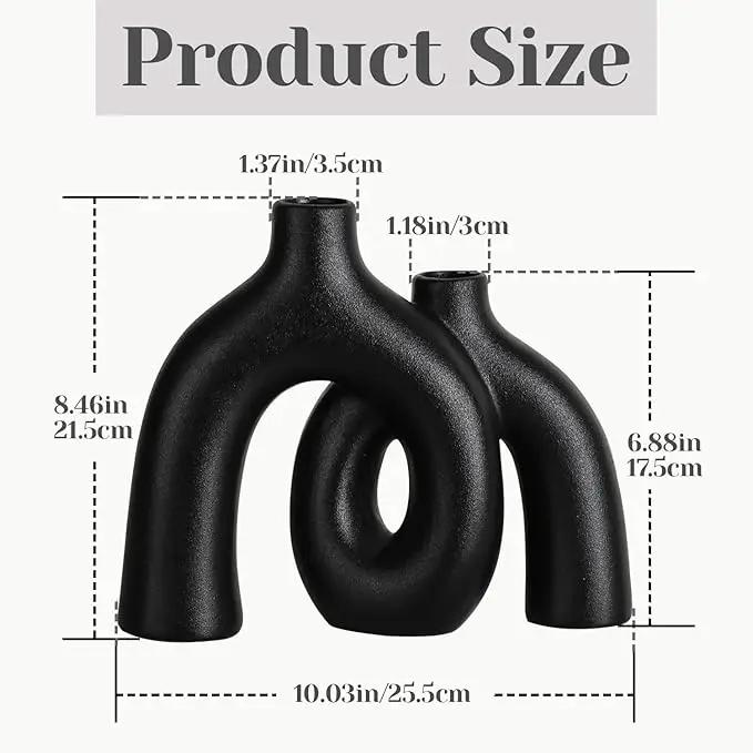 CEMABT Modern Nordic Boho Vase Set - Elegant Black Matte Ceramic Home Decor for Living Room, Bookshelf, Mantel, Entryway Table & Console Décor | Shelf Decorations Gift by GreenHaven Gardens