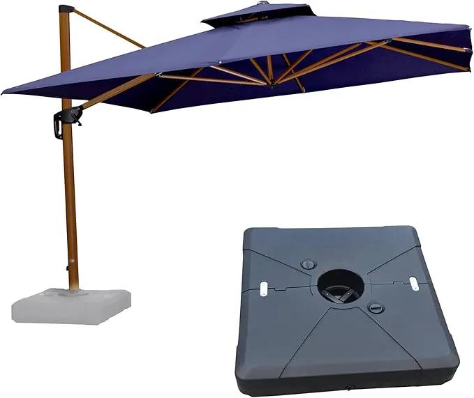 PURPLE LEAF 11ft Patio Umbrella with Base Outdoor Square Umbrellas Large Cantilever Umbrella Windproof Offset Umbrellas Heavy Duty Sun Umbrella for Garden Deck Pool Patio, Navy Blue by GreenHaven Gardens