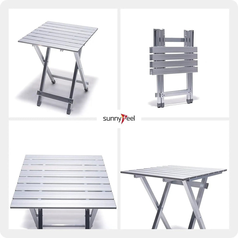 SUNNYFEEL Folding Camping Table - Lightweight Aluminum Portable Picnic Table, 18.5x18.5x24.5 Inch for Cooking, Beach, Hiking, Travel, Fishing, BBQ, Indoor Outdoor Small Foldable Camp Tables by GreenHaven Gardens
