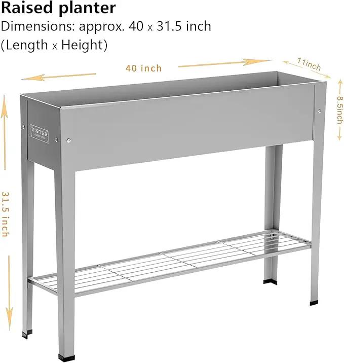 Raised Garden Bed, Garden Raised Planter Box with Legs, Galvanized Garden Planter for Herbs and Vegetables (40" Grey) by GreenHaven Gardens