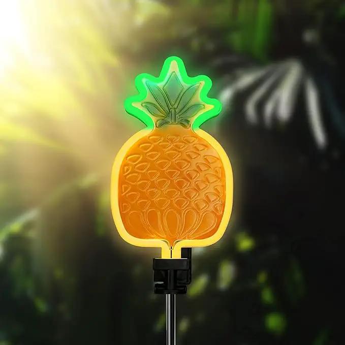 ANGMLN Solar Pineapple Neon Light - 2 Metal Garden Stake Lights 42 inch Path Lighting for Garden Yard Lawn Patio Walkway Decor Gifts for Mom Grandmother by GreenHaven Gardens