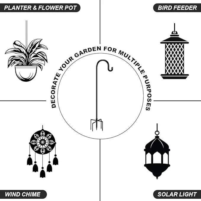 Shepherd Hooks for Bird Feeder Outdoor 44 inch, Small Heavy Duty Hummingbird Feeder Poles for Hanging Planter Basket Wind Chimes Garden Decor 2Pcs by GreenHaven Gardens