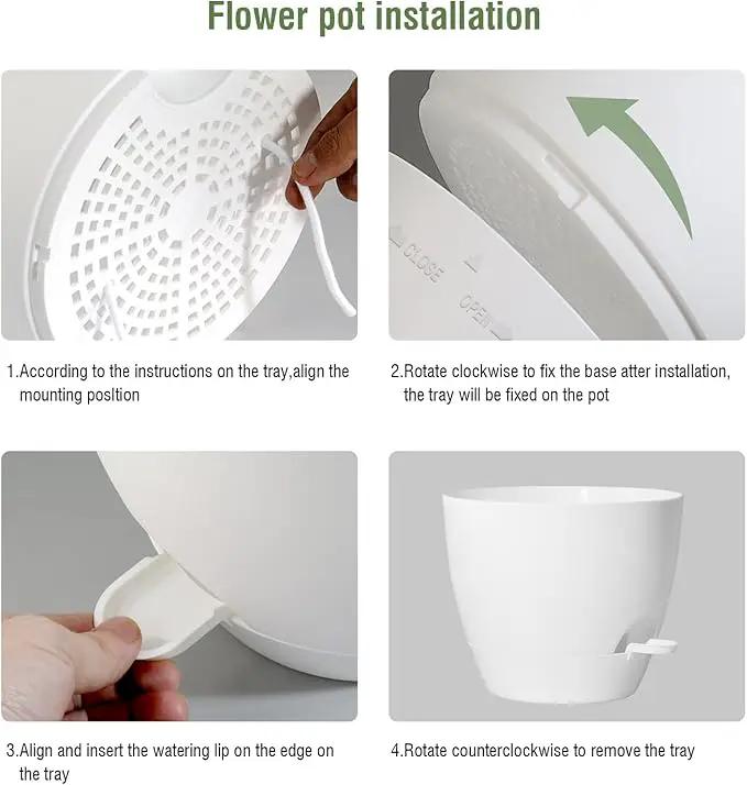 10/9/8 inch Medium Self Watering Pots, Plant Pots with Mesh Drainage Holes for Indoor Outdoor Garden Plants, Flower Pots with Removable Reservoir, Set of 3 Plastic Planters, White by GreenHaven Gardens