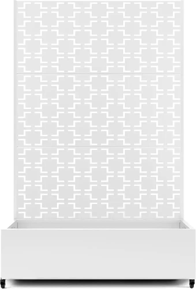 Raised Garden Bed with Trellis and Wheels,73"x47"x16" Metal Raised Garden Bed,White Squared Metal Planter with Climbing Trellis for Vines & Vegetables by GreenHaven Gardens