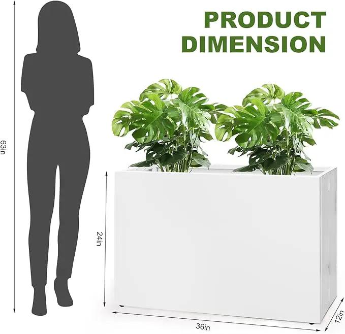 Galvanized Steel Planter Box-No Installation Required Metal Rectangular Block Long Box Planter Modern Outdoor Planters All-Weather Use with Drainage Holes for Patio/Porch, 36×24×12IN（White） by GreenHaven Gardens