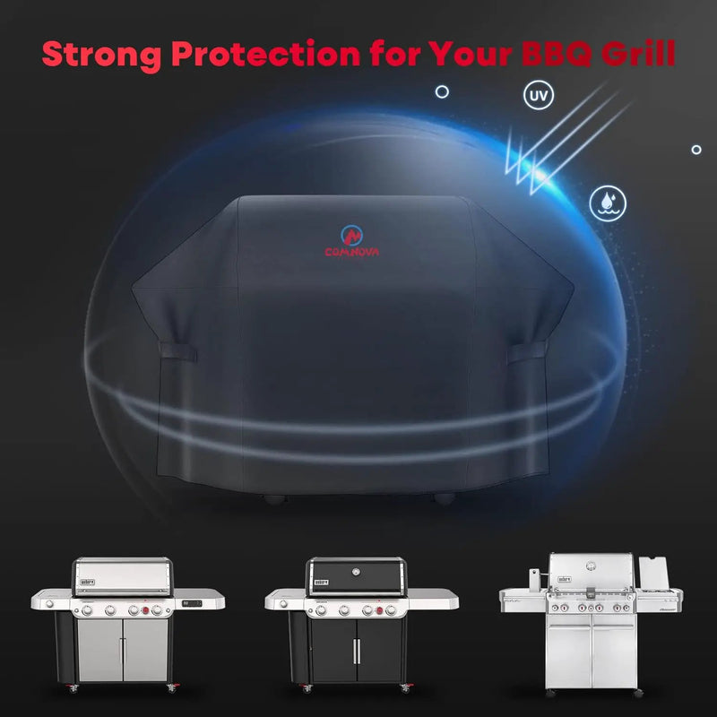 Comnova Grill Cover 72 Inch - 600D BBQ Cover for Outdoor Grill Heavy Duty and Waterproof, Large Barbecue Gas Grill Covers for Weber, Char-Broil, Nexgrill, Monument, Dyna-glo, Brinkmann and More by GreenHaven Gardens