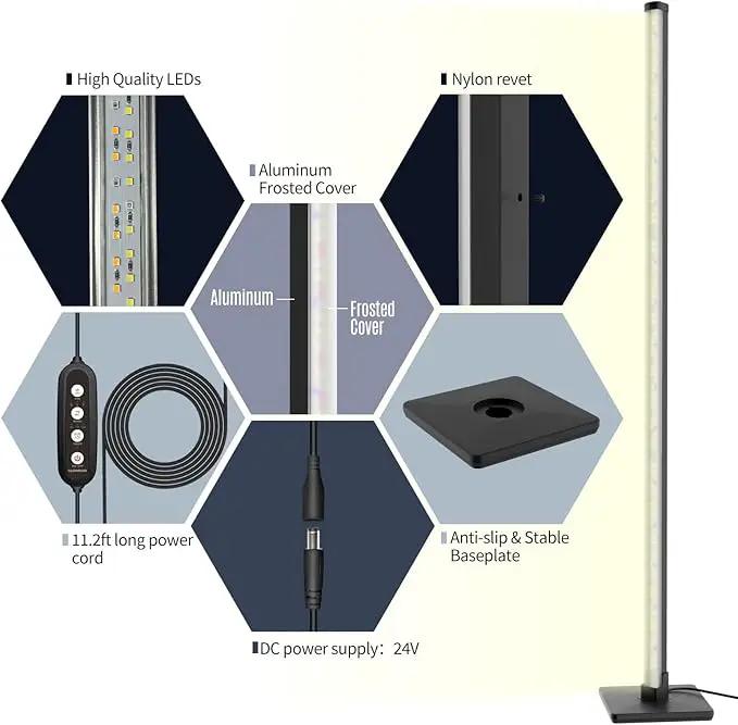 GLOWRIUM Standing Grow Light for Indoor Plants, 30in Full Spectrum Vertical Plant Light,3 Light Modes, Auto-Timer,6-Level Dimmable, Suitable for Wide Area Coverage in Indoor Plants (2-Section) by GreenHaven Gardens