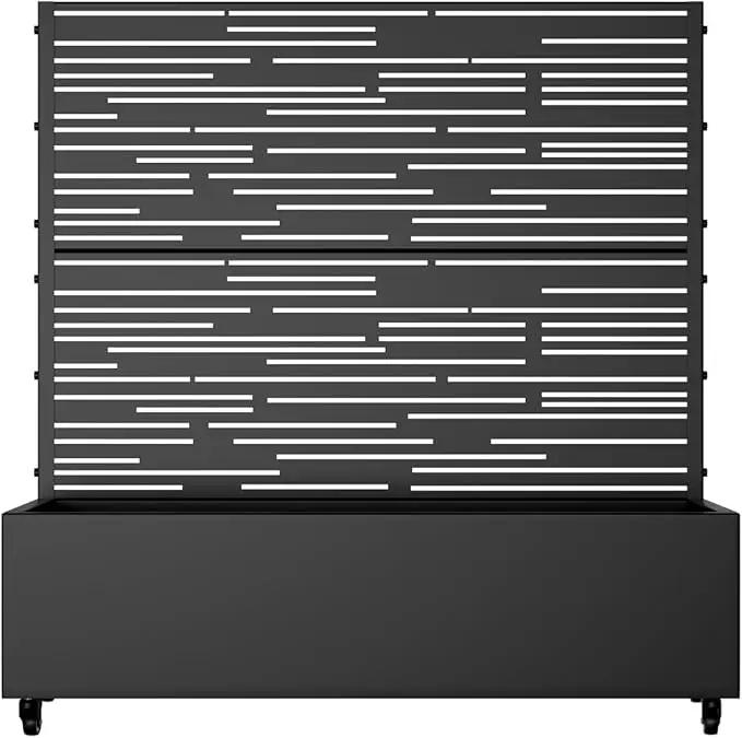 Casaphoria Metal Raised Garden Bed with Trellis and Wheels, 47"x47"x16" Planter Box for Climbing Plants, Vegetables & Vines, Features Drainage Holes and Privacy Screen (Black-Shine) by GreenHaven Gardens