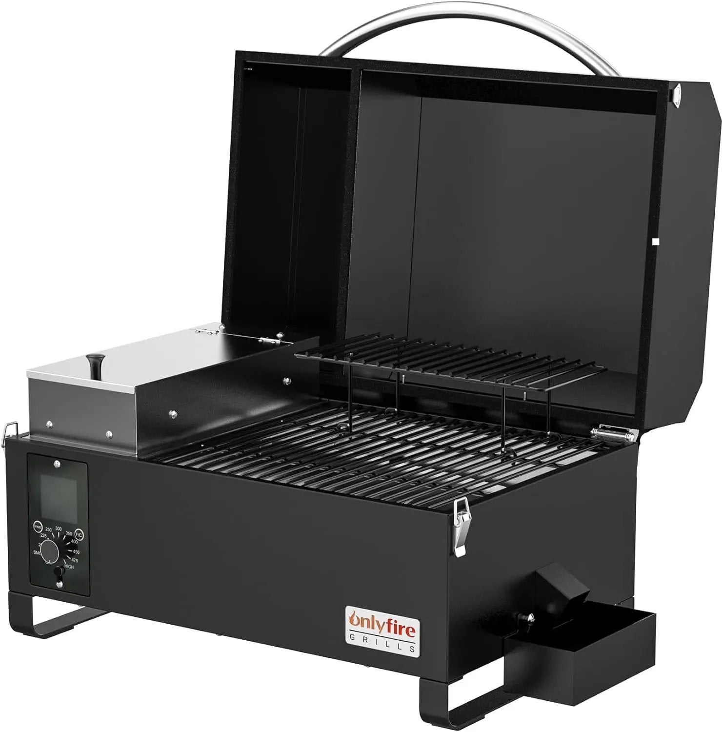 Onlyfire BBQ Wood Pellet Grill Smoker with Meat Probe, 2 Tiers Cooking Area, Portable Tabletop Grilling Stove for Outdoor Kitchen Cooking Smoke and Roast, RV Camping, Black GS314 by GreenHaven Gardens