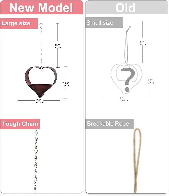 Metal Plant Hangers Indoor and Outdoor: Rustic Heart Shape Hanging Planters Perfect for Window Wall Decor for Living Room Office - Unique Gifts for Mom Women Grandma by GreenHaven Gardens