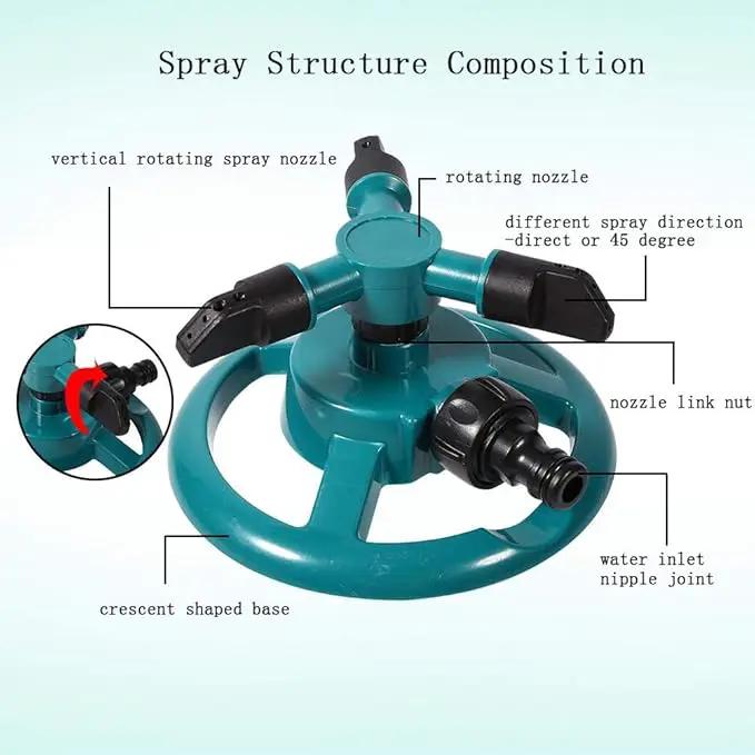 Sprinklers for Yard,Sprinkler,Garden Sprinkler,Water Sprinkler for Lawn,Lawn Sprinkler,Automatic 360 Degree Rotating Lawn Sprinkler, 3 Nozzle Irrigation System by GreenHaven Gardens