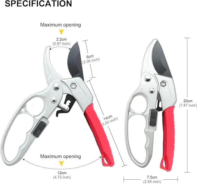 Ultra Sharp Germany Steel Pruning Shears - Cuts 3X Easier, Weak Hand Arthritis Snips, Rust-Resistant, Effortlessly 1-Inch Cut Capacity Garden Scissors, Ergonomic Handle (Red) by GreenHaven Gardens