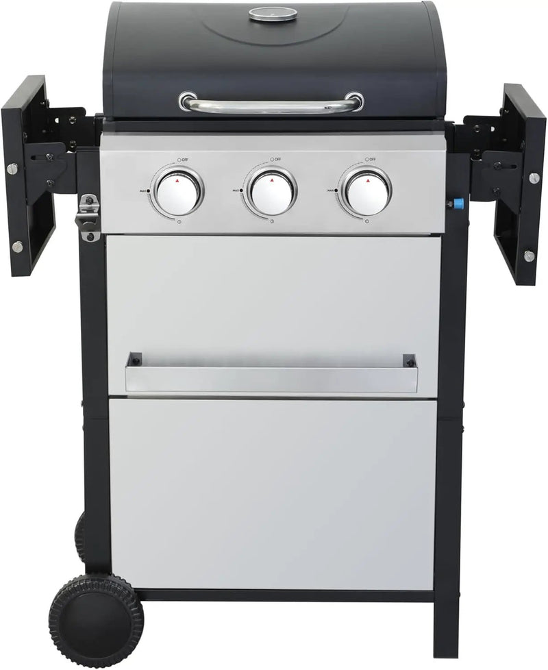 3-Burner Propane Gas BBQ Grill, 25,650 BTU Output, Wire Enamel Cooking Grids, Foldable Side Table, Stainless Steel Outdoor Grill for Patio and Backyard by GreenHaven Gardens